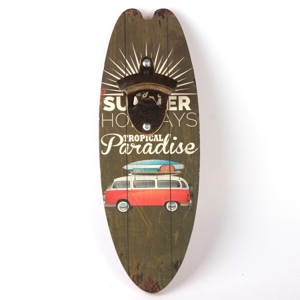 Décapsuleur mural Planche de Surf "Tropical Paradise"